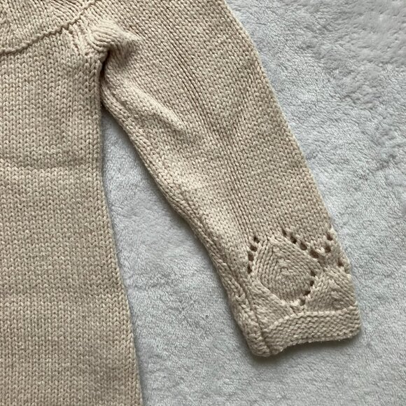 Catherine Malandrino Mini Sweater Baby Dress 12M | Cream Knit w/ Flowers VGUC - Picture 7 of 16
